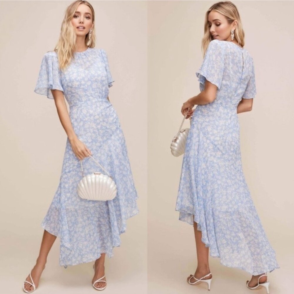 Astr Blue Floral Midi Dress